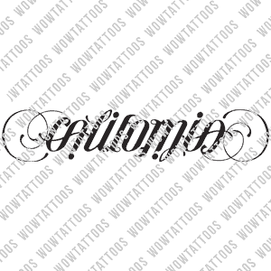 California Ambigram Tattoo Instant Download (Design + Stencil) STYLE: D