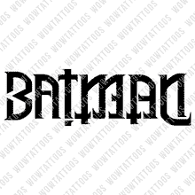 Load image into Gallery viewer, Batman / Detective Ambigram Tattoo Instant Download (Design + Stencil) STYLE: BIONIC