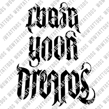 Load image into Gallery viewer, Chase Your Dreams / Follow Your Heart STACKED Ambigram Tattoo Instant Download (Design + Stencil) STYLE: Custom