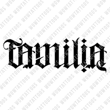 Load image into Gallery viewer, Familia / Primero Ambigram Tattoo Instant Download (Design + Stencil) STYLE: L