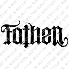 Load image into Gallery viewer, Father / Mentor Ambigram Tattoo Instant Download (Design + Stencil) STYLE: CASTLE