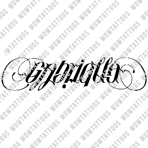 Gabriella Ambigram Tattoo Instant Download (Design + Stencil) STYLE: D