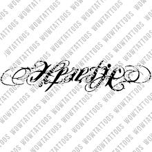Load image into Gallery viewer, Heretic Ambigram Tattoo Instant Download (Design + Stencil) STYLE: Porcelain
