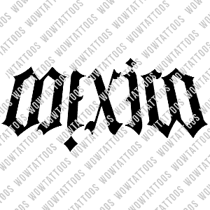 Mexico Ambigram Tattoo Instant Download (Design + Stencil) STYLE: L