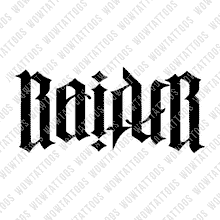 Load image into Gallery viewer, Raider / Nation Ambigram Tattoo Instant Download (Design + Stencil) STYLE: J