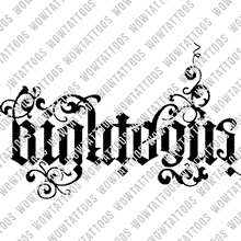 Load image into Gallery viewer, Righteous / Inspiring Ambigram Tattoo Instant Download (Design + Stencil) STYLE: Custom