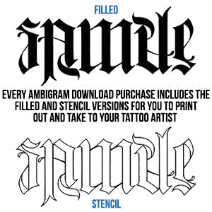 Mexican / American Ambigram Tattoo Instant Download (Design + Stencil) STYLE: F - Wow Tattoos