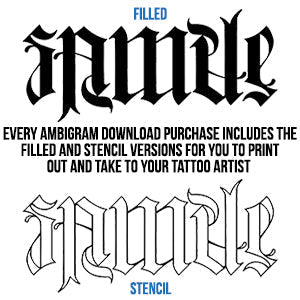 Never / Forget Ambigram Tattoo Instant Download (Design + Stencil) STYLE: D - Wow Tattoos