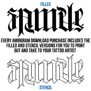 Alone Ambigram Tattoo Instant Download (Design + Stencil) STYLE: E - Wow Tattoos