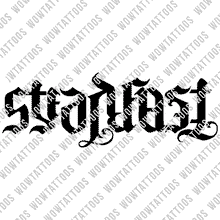 Load image into Gallery viewer, Steadfast / Fearless Ambigram Tattoo Instant Download (Design + Stencil) STYLE: R