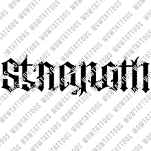 Load image into Gallery viewer, Strength / Weakness Ambigram Tattoo Instant Download (Design + Stencil) STYLE: L