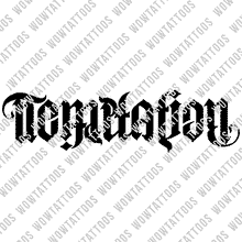 Load image into Gallery viewer, Temptation / Redemption Ambigram Tattoo Instant Download (Design + Stencil) STYLE: Custom
