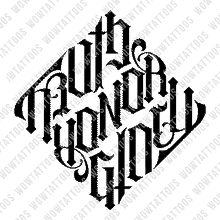 Load image into Gallery viewer, Truth / Honor / Glory Diamond Ambigram Tattoo Instant Download (Design + Stencil)