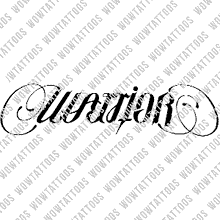 Load image into Gallery viewer, Warrior / Veteran Ambigram Tattoo Instant Download (Design + Stencil) STYLE: D