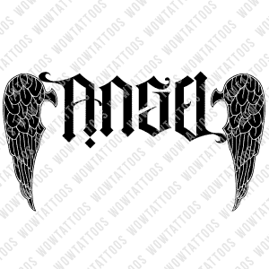 Angel (Wings) / Devil (Horns) Ambigram Tattoo Instant Download (Design + Stencil) STYLE: M - Wow Tattoos