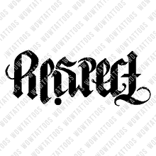 Load image into Gallery viewer, Respect / Family Ambigram Tattoo Instant Download (Design + Stencil) STYLE: R - Wow Tattoos