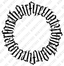Load image into Gallery viewer, Earth / Air / Fire / Water Circle Ambigram Tattoo Instant Download (Design + Stencil) - Wow Tattoos