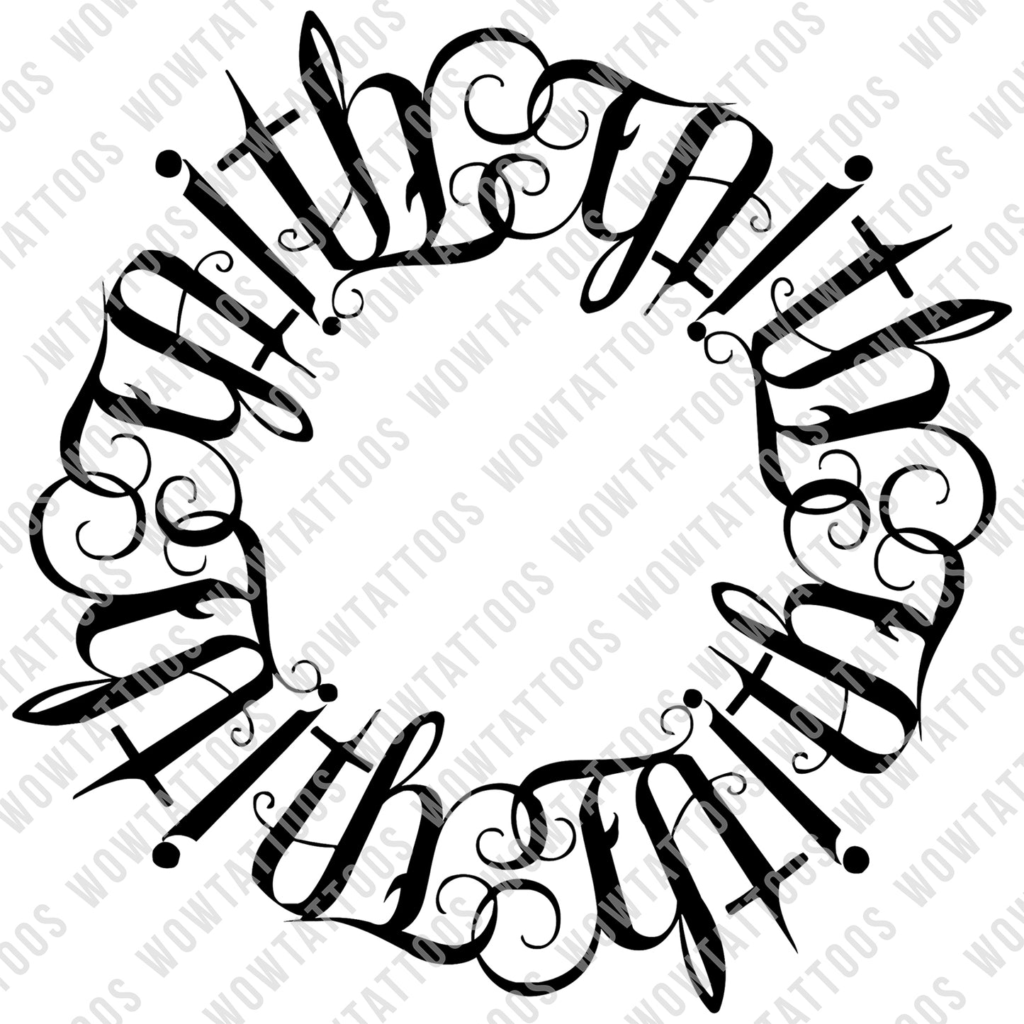 Faith Circle Ambigram Tattoo Instant Download (Design + Stencil) - Wow Tattoos