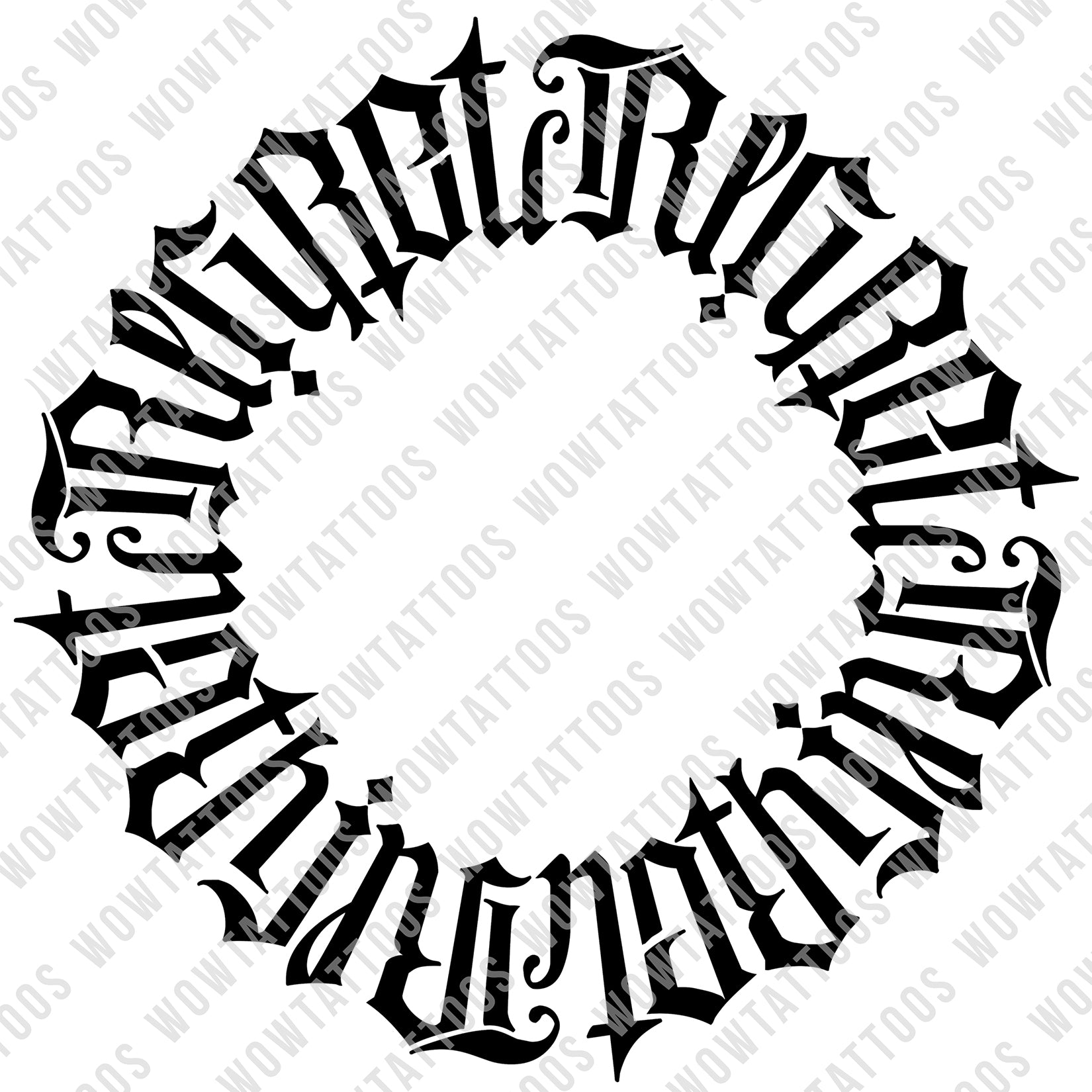 Regret Nothing Circle Ambigram Tattoo Instant Download (Design + Stencil) - Wow Tattoos