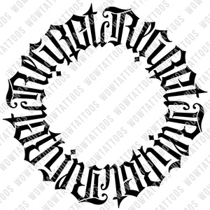 Regret Nothing Circle Ambigram Tattoo Instant Download (Design + Stencil) - Wow Tattoos