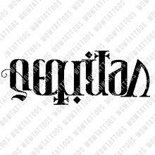 Load image into Gallery viewer, Aequitas / Veritas Ambigram Tattoo Instant Download (Design + Stencil) STYLE: C - Wow Tattoos
