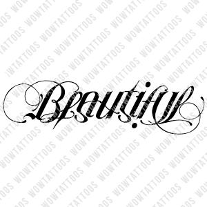 Beautiful / Disaster Ambigram Tattoo Instant Download (Design + Stencil) STYLE: D - Wow Tattoos