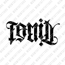 Load image into Gallery viewer, Family / First Ambigram Tattoo Instant Download (Design + Stencil) STYLE: I - Wow Tattoos