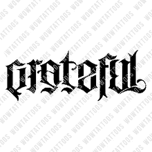 Load image into Gallery viewer, Grateful / Blessed Ambigram Tattoo Instant Download (Design + Stencil) STYLE: L - Wow Tattoos