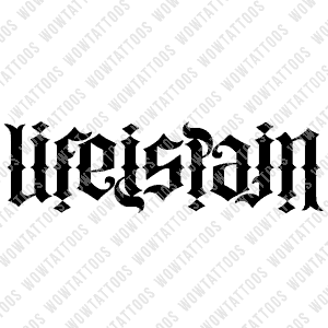 Life Is Pain Ambigram Tattoo Instant Download (Design + Stencil) STYLE: F - Wow Tattoos