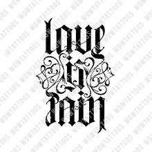 Load image into Gallery viewer, Love is Pain Ambigram Tattoo Instant Download (Design + Stencil) STYLE: L - Wow Tattoos