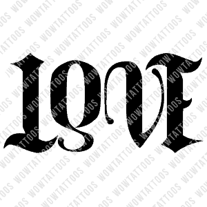 Love / Lust Ambigram Tattoo Instant Download (Design + Stencil) STYLE: N - Wow Tattoos