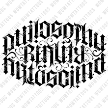 Load image into Gallery viewer, Philosophy Reality Art &amp; Science Ambigram Tattoo Instant Download (Design + Stencil) STYLE: L - Wow Tattoos