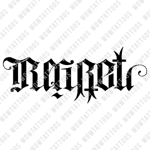 Regret / Nothing Ambigram Tattoo Instant Download (Design + Stencil) STYLE: B - Wow Tattoos
