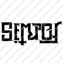 Load image into Gallery viewer, Semper / Fortis Ambigram Tattoo Instant Download (Design + Stencil) STYLE: Bionic - Wow Tattoos