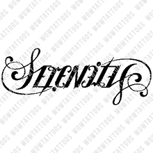 Load image into Gallery viewer, Serenity Ambigram Tattoo Instant Download (Design + Stencil) STYLE: D - Wow Tattoos