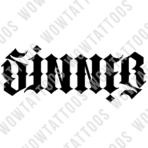 Sinner Ambigram Tattoo Instant Download (Design + Stencil) STYLE: F - Wow Tattoos