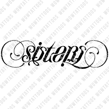 Load image into Gallery viewer, Sisters / Friends Ambigram Tattoo Instant Download (Design + Stencil) STYLE: D - Wow Tattoos