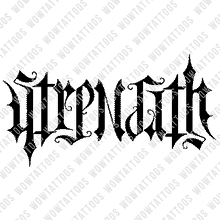 Load image into Gallery viewer, Strength Ambigram Tattoo Instant Download (Design + Stencil) STYLE: H - Wow Tattoos