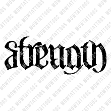 Load image into Gallery viewer, Strength / Courage Ambigram Tattoo Instant Download (Design + Stencil) STYLE: Z - Wow Tattoos