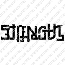 Load image into Gallery viewer, Strength / Sacrifice Ambigram Tattoo Instant Download (Design + Stencil) STYLE: Bionic - Wow Tattoos