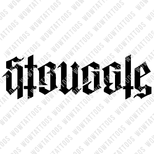 Struggle / Strength Ambigram Tattoo Instant Download (Design + Stencil) STYLE: Q - Wow Tattoos