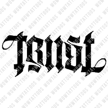 Load image into Gallery viewer, Trust Ambigram Tattoo Instant Download (Design + Stencil) STYLE: E - Wow Tattoos